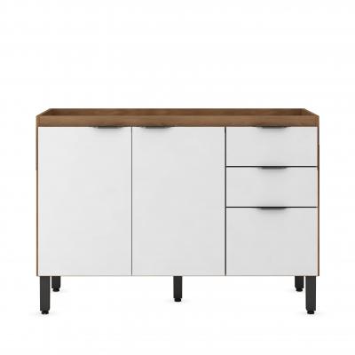 BAJO MESADA 3 PUERTAS 3 CAJONES ALMENDRA BLANCO