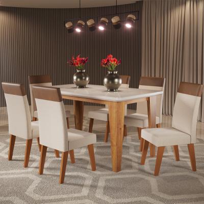 COMEDOR DAKOTA MIEL C/6 SILLAS VENEZA OFF WHITE LINHO