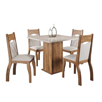 COMEDOR LILY IMBUIA C/4 SILLAS FLORENCA MARFIM(7B)