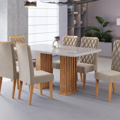 COMEDOR MUNIQUE MIEL C/6 SILLAS PEROLA OFF WHITE