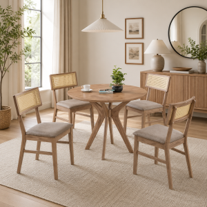 COMEDOR RAFFLES 1+4- COLOR LIGHT BROWN