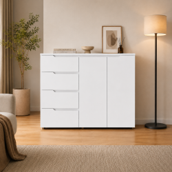 COMODA DA VINCI PLUS 4 CAJONES 2 PUERTAS BLANCO