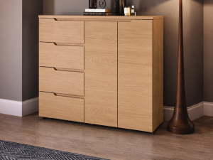 COMODA DA VINCI PLUS 4 CAJONES 2 PUERTAS NATURE