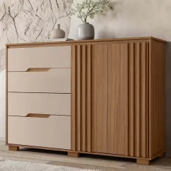 COMODA TEXAS 2 PUERTAS 4 CAJONES CARVALHO FENDI