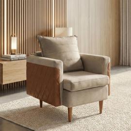 POLTRONA DOMIC TAPIZAFA TELA PU BEIGE/CARAMELO