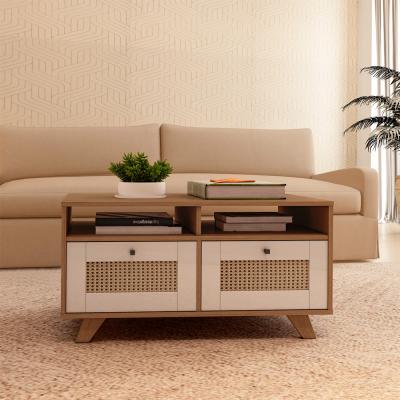 MESA DE CENTRO TRAMA 2 CAJ. CINAMOMO /OFF WHITE