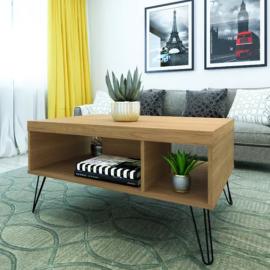 MESA DE LIVING LIBERTY CON ESTANTES Y PATAS DE HIERRO CARVALHO