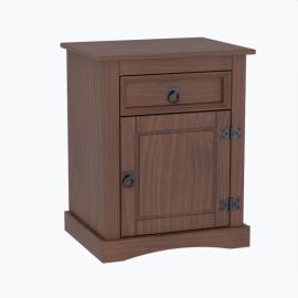 MESA DE LUZ 1 PUERTA 1 CAJON NOGAL LINEA MEXICANA