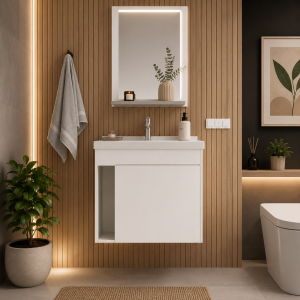 MUEBLE DE BAÑO SMART 45 1PTA. S/PATAS BL/CIMENTO