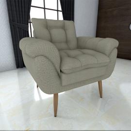 POLTRONA XANGAI 1 CUERPO PATAS DE MADERA TAPIZADO TELA GRIS