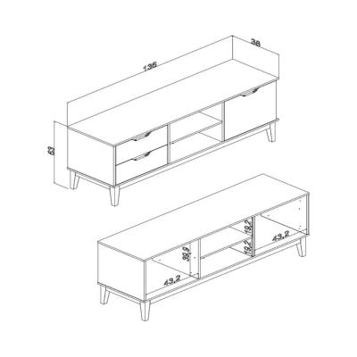 RACK  2 CAJ. 1 PTA. MIEL/OFF WHITHE