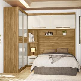 ROPERO RESPALDO FLORENCIA 4 PUERTAS 5 CAJONES  FREIJO/OFF WHITE