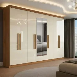 ROPERO PARIS 8 PUERTAS 4 CAJONES CINAMOMO OFF WHITE (4B)