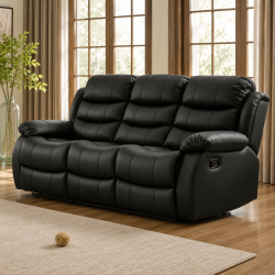 SOFA RECLINABLE 3 CUERPOS BEVERLY NEGRO