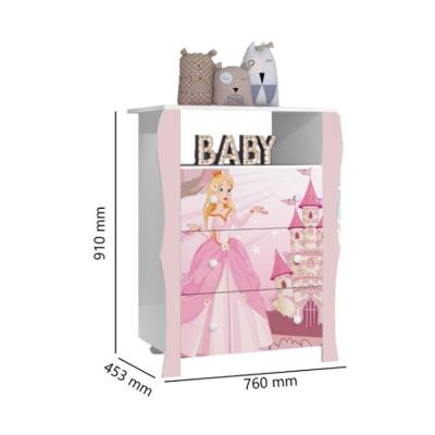 (207) COMODA LARA PRINCESA  BL/ROSA